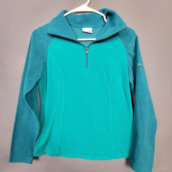 Columbia Teal Green 1/4 Zip Fleece Pullover Soft Mock Neck Women’s Small - Picture 1 of 9
